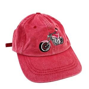 VTG 90's headshots KC Hats Low Rider Biker Hat Red Pink Embroidery Adjustable